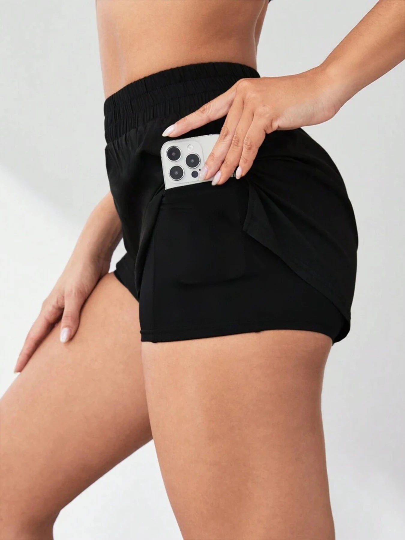 2026 New Style Faux Two-Piece Anti-Exposure Women's Yoga Shorts Sports Shorts